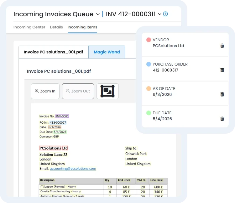 Invoice Upload & Matching