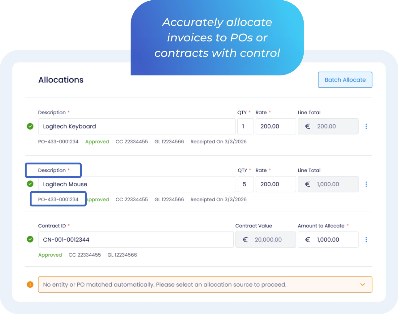 Smart Allocation for POs, Contracts, and Direct Invoices image